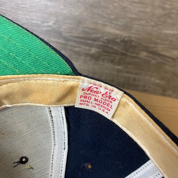 Vintage Notre Dame Fighting Irish Hat Cap Snapback Blue Wool New Era - Picture 8 of 11